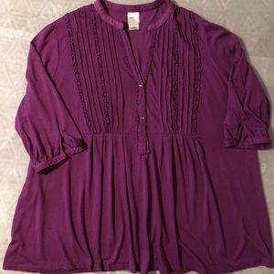 Women’s 3/4 Sleeve Blouse - Plum- 26W/28W